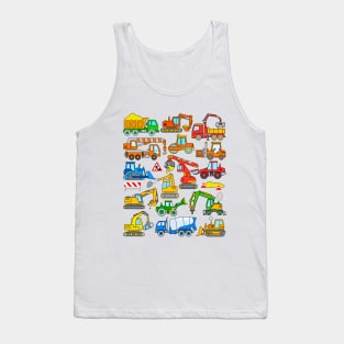 Kids Excavator and Construction Vehicle Design Tank Top